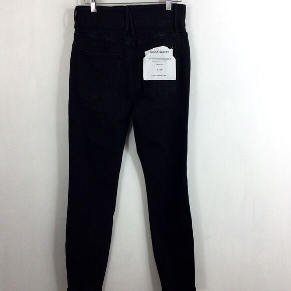 Good American Womens Good Waist Button Fly High Rise Skinny Corset Jeans Black 0 - Picture 4 of 8